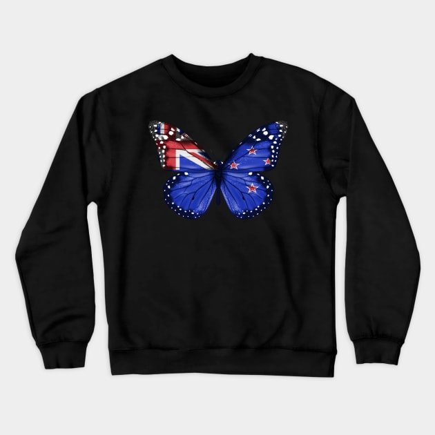 New Zealander Flag  Butterfly - Gift for New Zealander From New Zealand Crewneck Sweatshirt by Country Flags